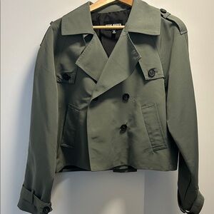 Steve Madden olive Double-Breasted Cropped Trench Coat